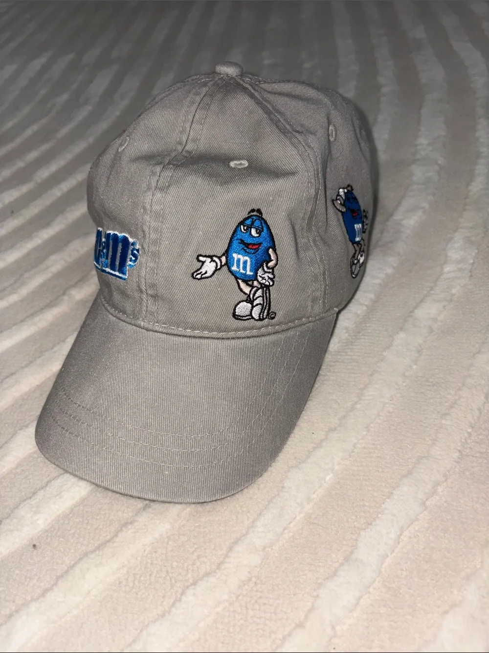 M&M'S Gray Baseball Cap with Blue M&M Character Embroidery